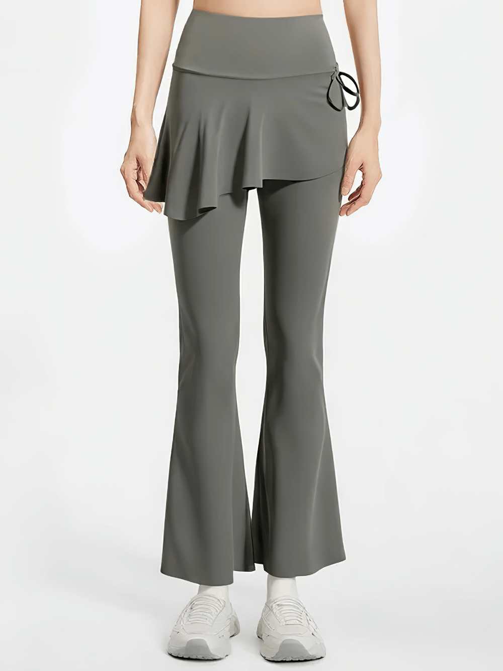 Stylish High Waist Overlay Skirt Flared Yoga Pants - SF4414