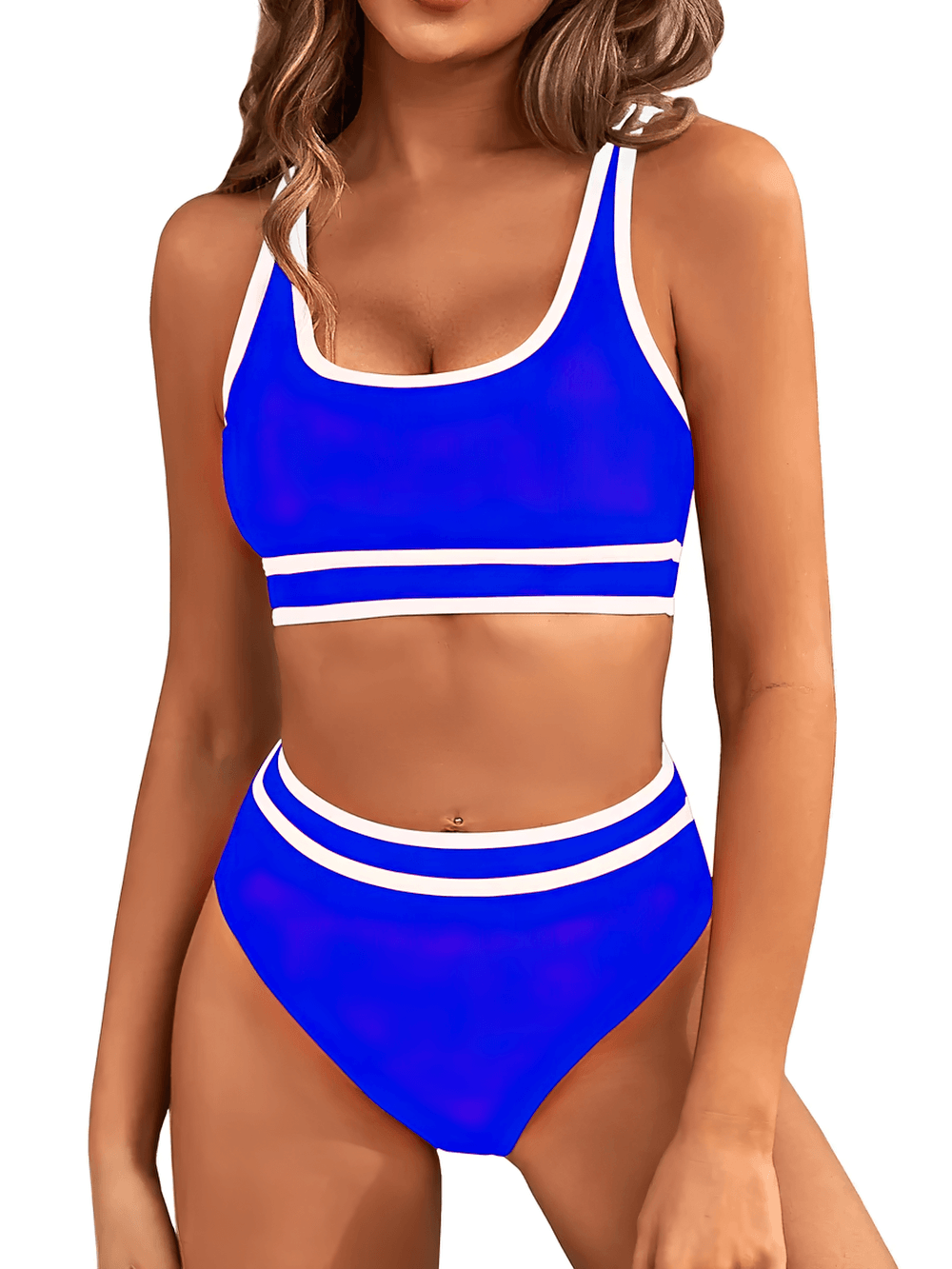 Stylish High Waist Sporty Two-Piece Swimsuit - SF4698