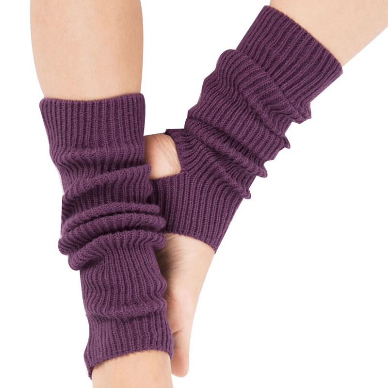 Purple stylish high women's open toe socks for fitness, made of premium acrylic, 43cm long, perfect for activewear.