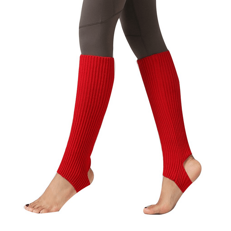 Stylish red high women's open-toe socks for fitness, crafted from acrylic, 43cm long, perfect for activewear.
