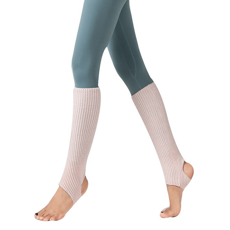 Woman wearing stylish high open toe socks for fitness, made of acrylic. Perfect for workouts, measuring 43cm with a solid pattern.