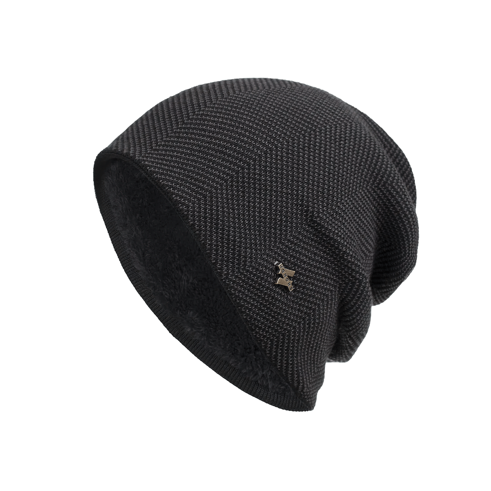 Stylish knit beanie SF2402 with fleece lining, ideal for winter outdoor activities. Unisex design offering warmth and modern look.