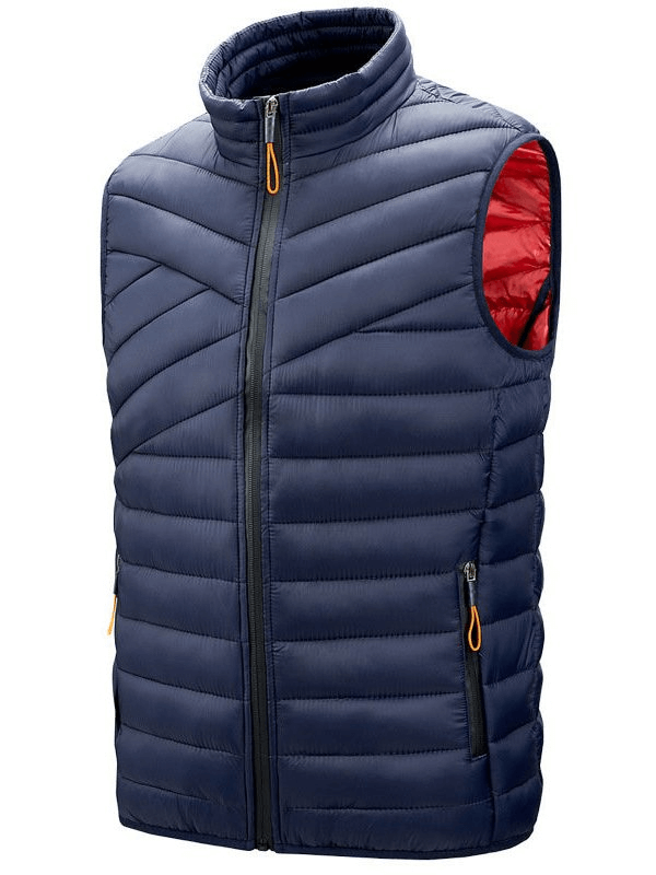 Stylish lightweight men's hiking vest in navy, breathable and durable, with zipper closure and pockets, ideal for outdoor adventures.