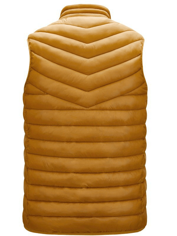 Stylish lightweight men's hiking vest in tan with breathable nylon, zipper closure, and pockets for outdoor activities - SF1479