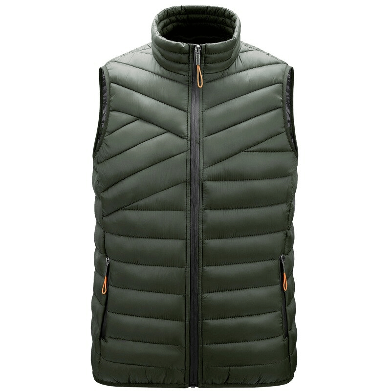 Stylish men's hiking vest in green with zipper and pockets, lightweight and breathable, perfect for outdoor adventures - SF1479.
