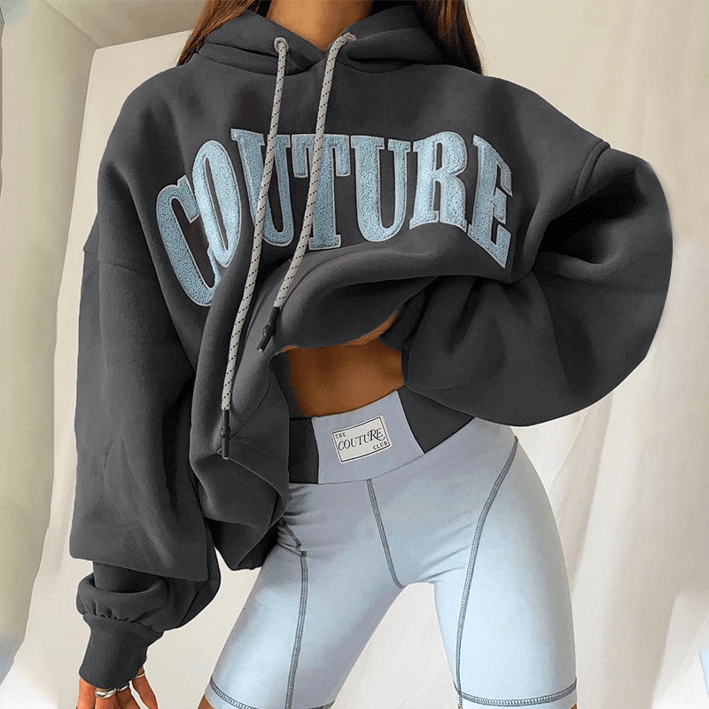 Stylish Loose Sports Women's Hoodie with Front Pocket - SF1361