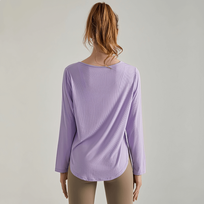 Stylish Loose Women's Long Sleeves Top with Rounded Bottom - SF1274