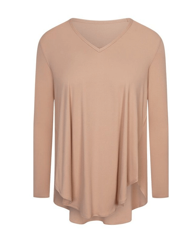 Stylish Loose Women's Top with Long Sleeves and V-neckline - SF1546