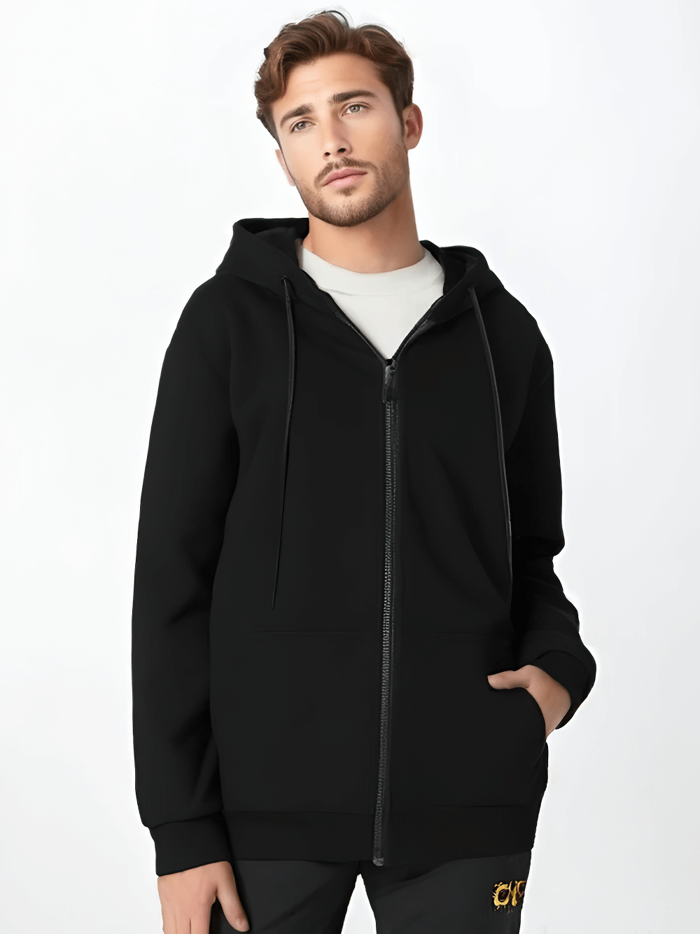 Stylish Male Casual Zip-Up Fleece Hoodie - Perfect for Warmth and Style in Cooler Seasons