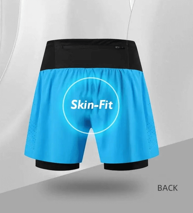 Back view of Stylish Men's Dual-Tone Running Shorts SF2200 with skin-fit design, perfect for athletes seeking comfort and style.
