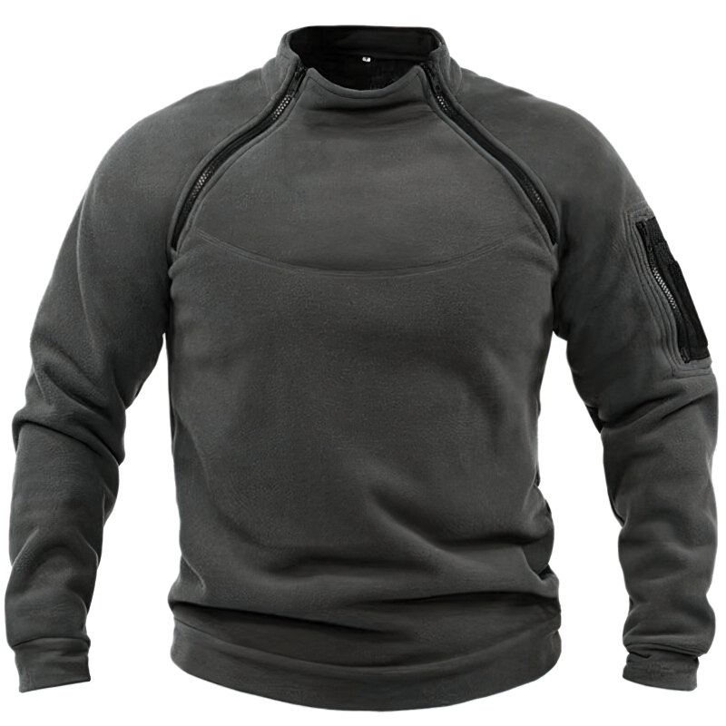 Stylish men's hoodie SF1355 with stand collar and sleeve pocket in solid color, perfect for casual and sporty wear.