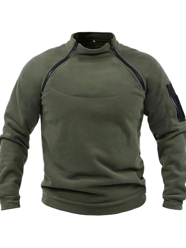 Stylish Men's Hoodie with Stand Collar and Sleeve Pocket - SF1355