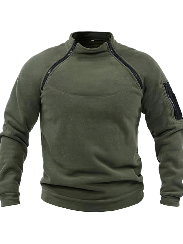 Alt Tag: Stylish green men's hoodie with stand collar, sleeve pocket, and sleek fit, ideal for casual and sporty looks, product SF1355.