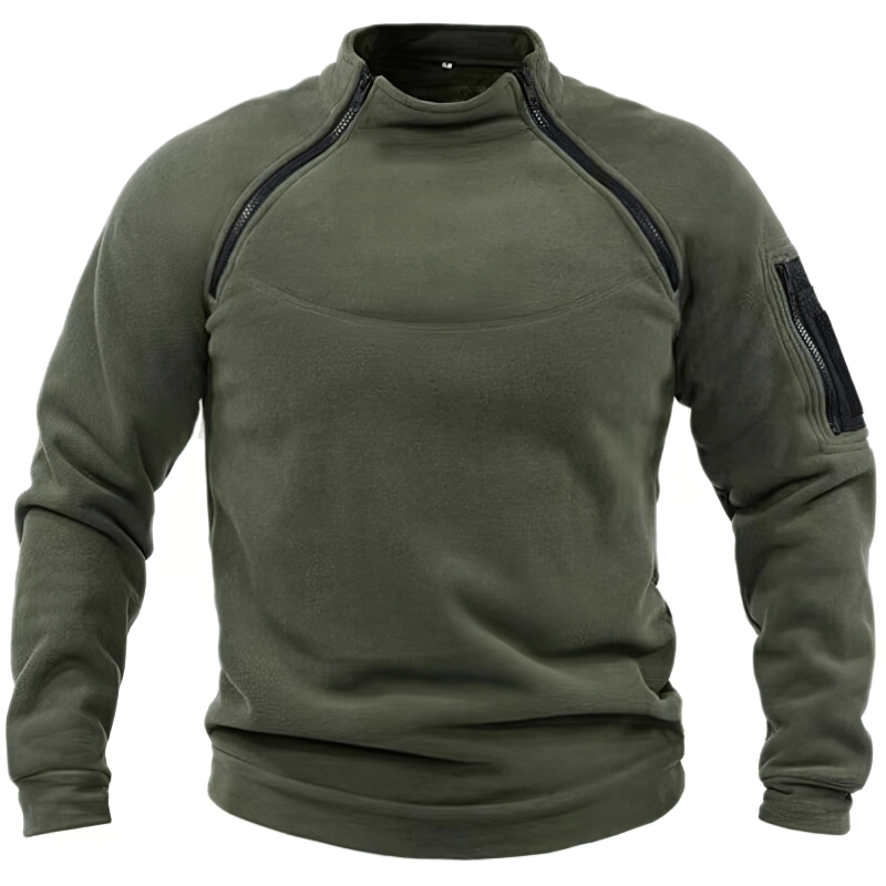 Stylish Men's Hoodie with Stand Collar and Sleeve Pocket - SF1355