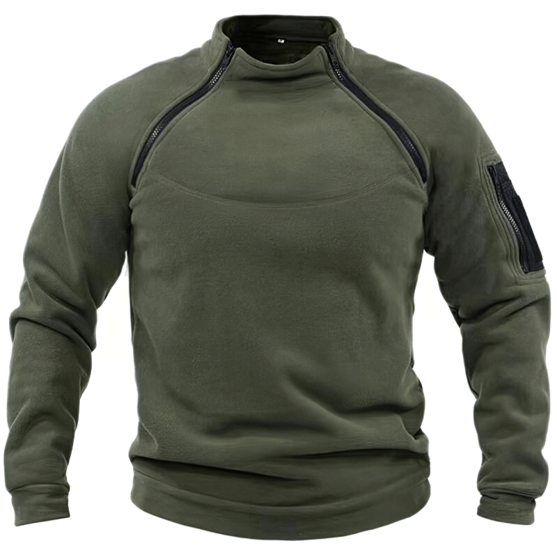 Stylish men's hoodie with stand collar and sleeve pocket, SF1355, constructed from polyester fleece, perfect for casual wear.