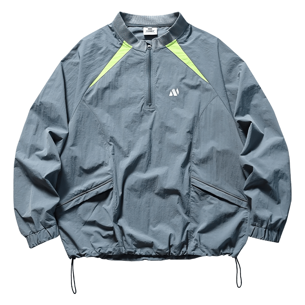 Men's lightweight zip sports jacket SF2275 in grey with crew neck and neon accents, perfect for casual or sportswear.