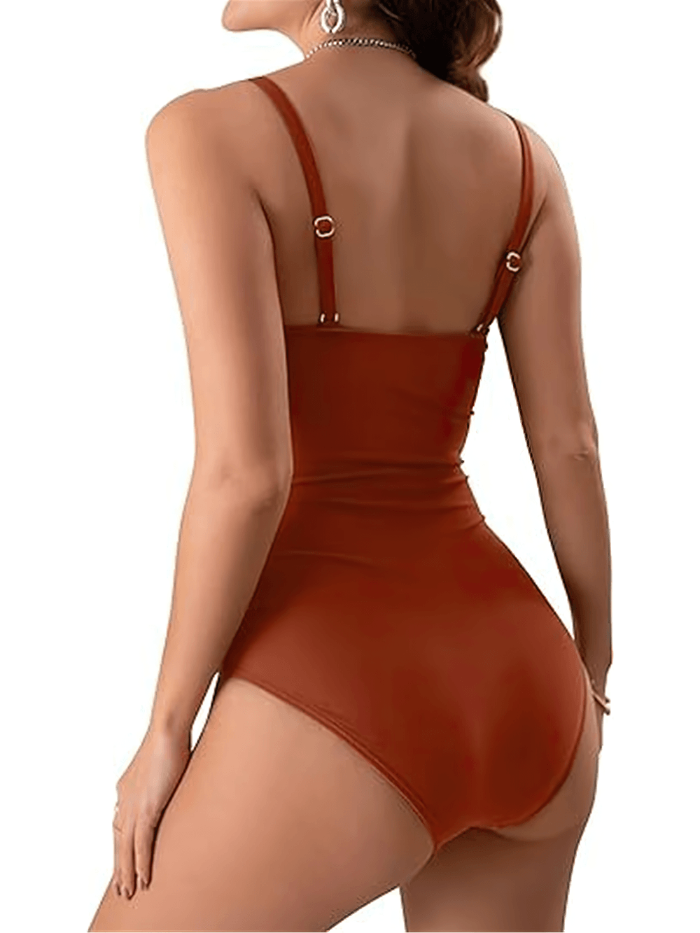 Stylish One Piece Swimsuit for Women - SF4721, stylish back view showcasing adjustable straps and ruched design.