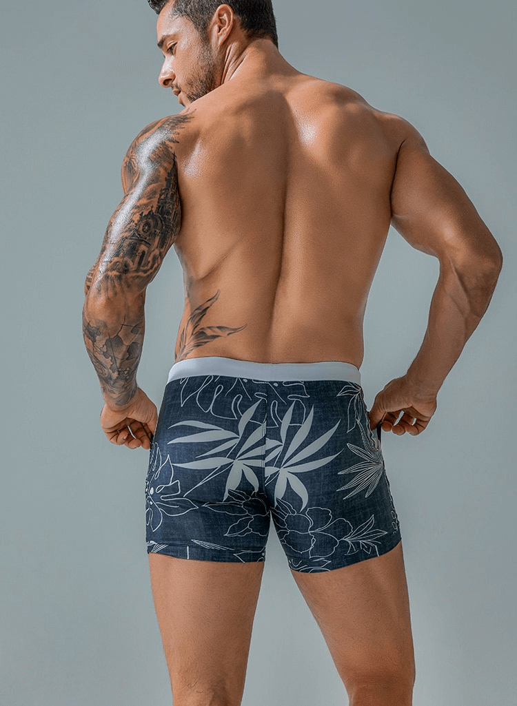 Stylish Quick Dry Men's Swim Shorts With Floral Print - SF1295, showcasing breathable material and convenient pockets.