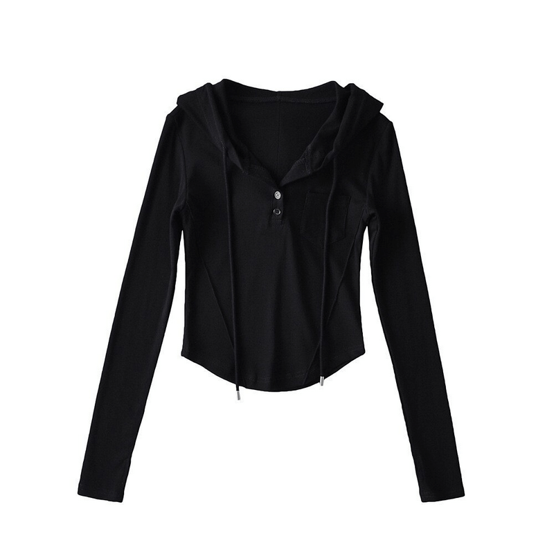 Stylish Quick-Drying Elastic Women's Long Sleeves Top with Hood - SF1352