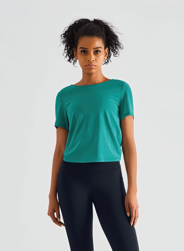 T-shirt de sport élégant à séchage rapide pour femmes, dos ouvert - SPF1319 