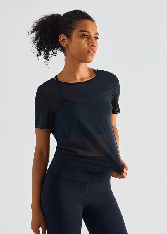 Stilvolles, schnell trocknendes Sport-T-Shirt für Damen mit offenem Rücken – SF1319 