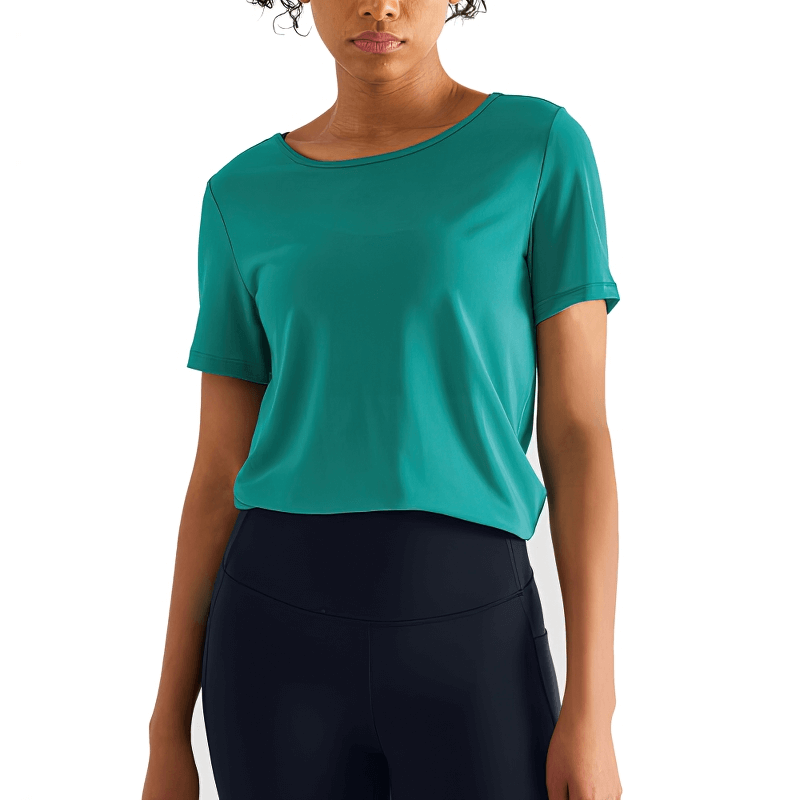 T-shirt de sport élégant à séchage rapide pour femmes, dos ouvert - SPF1319 