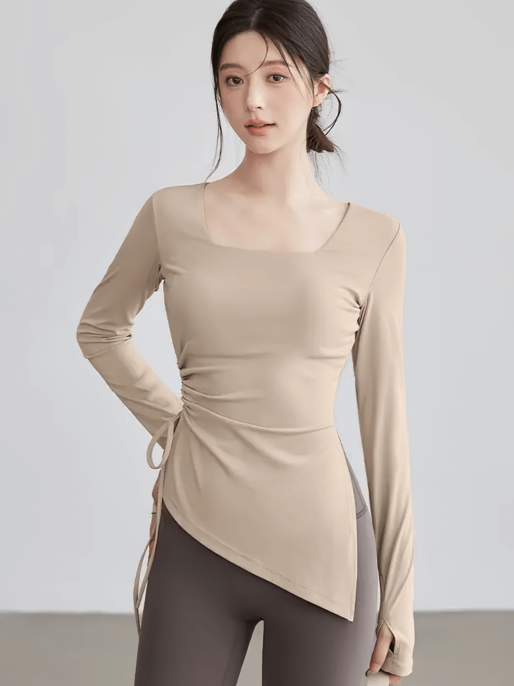 Stylish Sports Top with Full Sleeves and Tie Side - SF4193