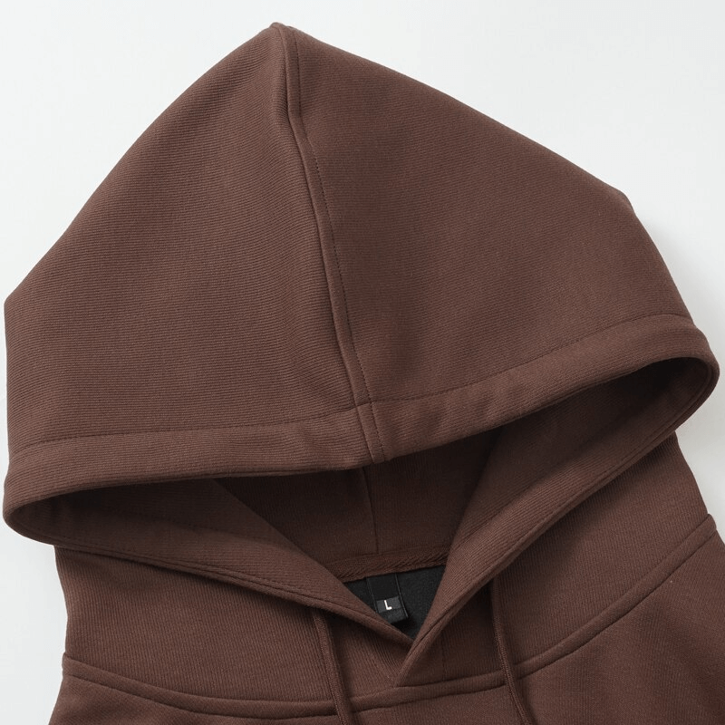 Brown sporty men's hoodie with hood, ideal for running and workouts, featuring two pockets. Style SF1531, made from breathable spandex.