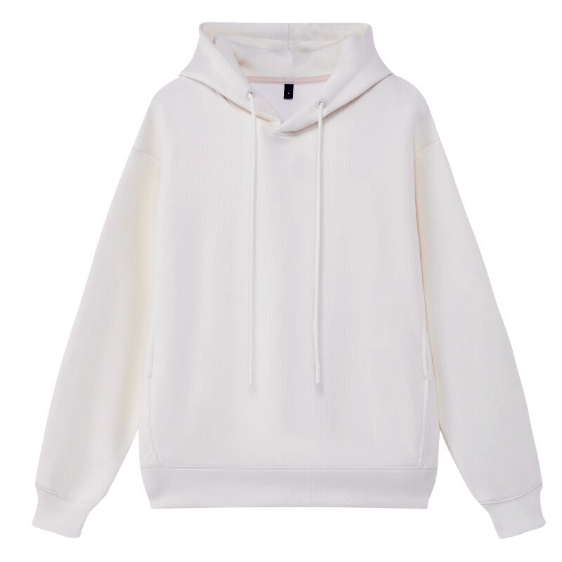 Stylish Sporty Men's Hoodie in White with Hood and Two Pockets, Perfect for Running and Workouts, Made from Comfy Spandex