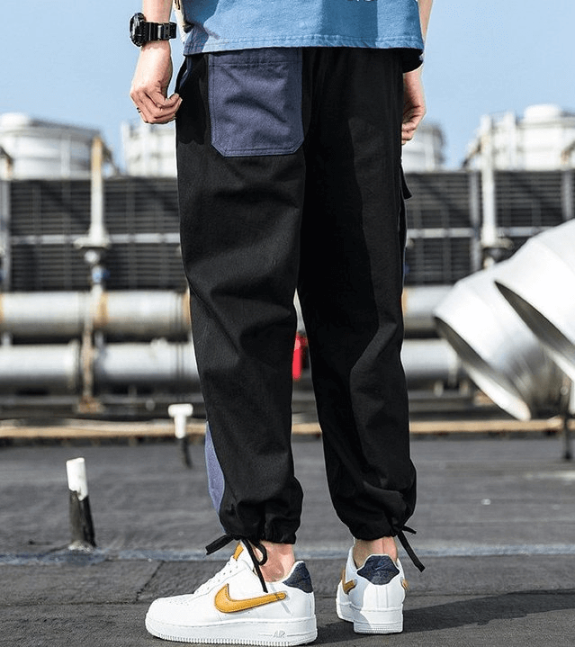 Pantalon cargo élégant bicolore pour hommes avec grandes poches - SPF1400 