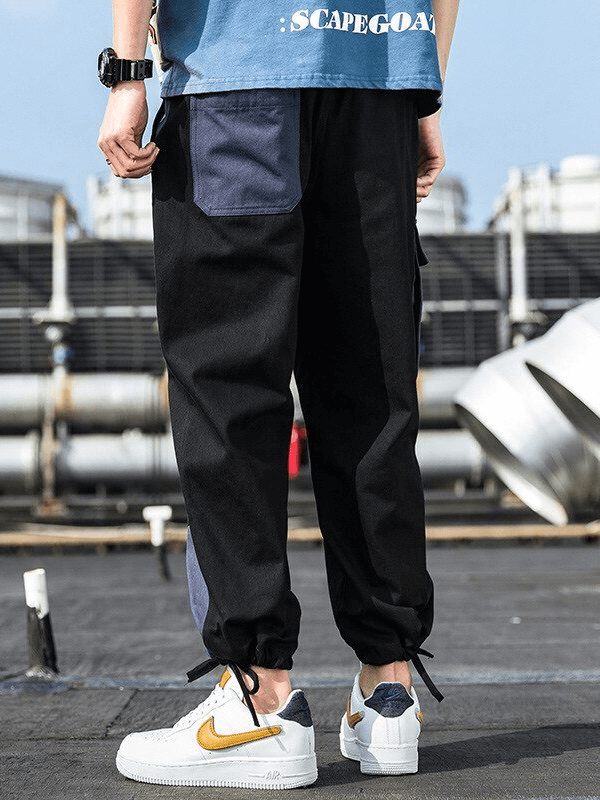Pantalon cargo élégant bicolore pour hommes avec grandes poches - SPF1400 