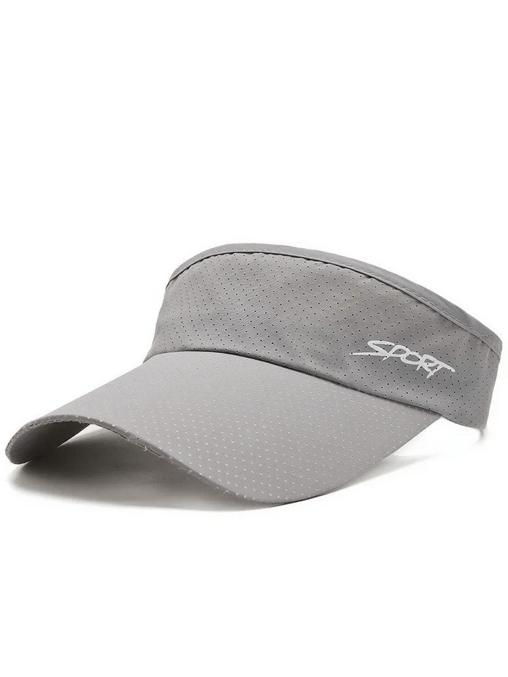 Gray unisex sport visor SF2237 with UV protection, made of durable polyester, ideal for outdoor activities. Available in five colors.