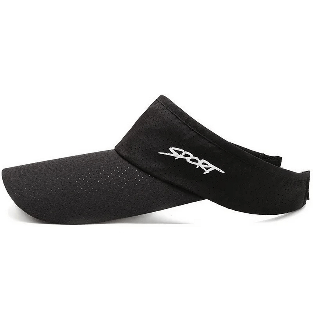 Black unisex sports visor SF2237, UV protection, durable polyester; perfect for outdoor activities and available in multiple colors.