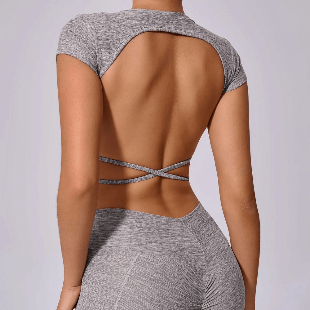 Stylish Women's Backless T-Shirt with Short Sleeve - SF2430 Stylish Women's Backless T-Shirt with Short Sleeve - SF2430