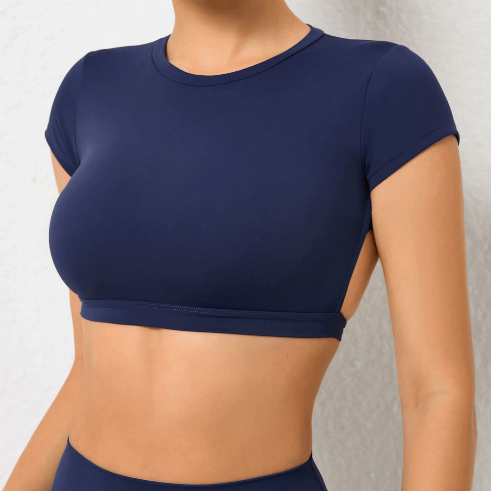 Stylish Women's Backless Yoga Crop T-shirt - SF2428