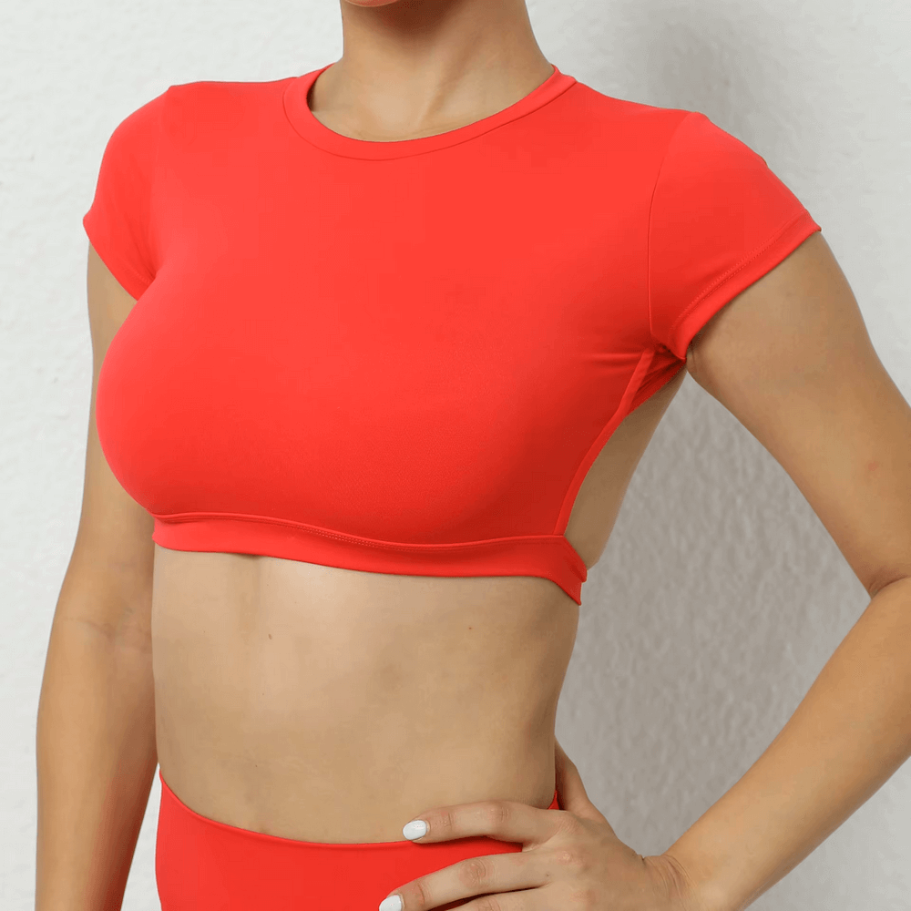 Stylish Women's Backless Yoga Crop T-shirt - SF2428