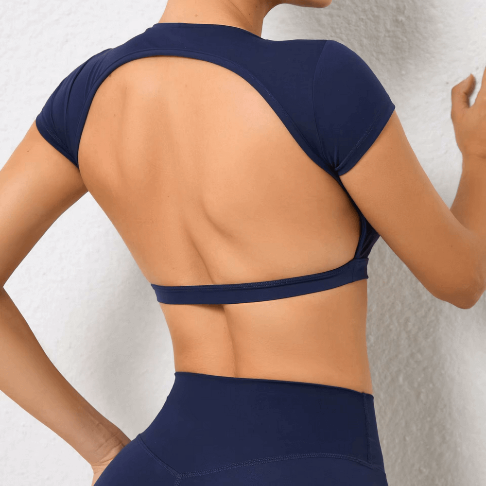 Stylish Women's Backless Yoga Crop T-shirt - SF2428