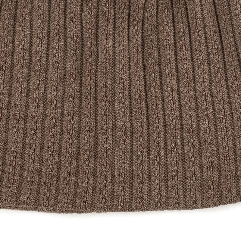 Stylish Women's Decorative Pattern Stripes Soft Beanie in brown, showing detailed striped design. Perfect for casualwear. SF1658.