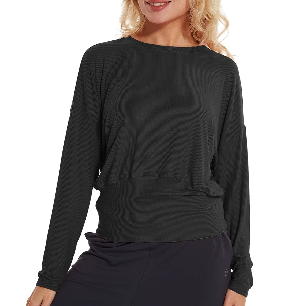 Stylish Women's Loose Top with Long Bat Sleeves - SF1858