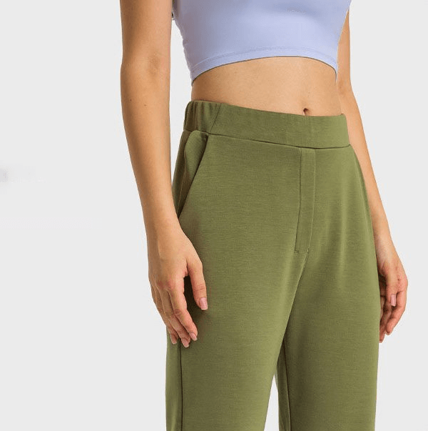 Stylish Women's Sports Pants with High Waist and Cuffs - SF1404