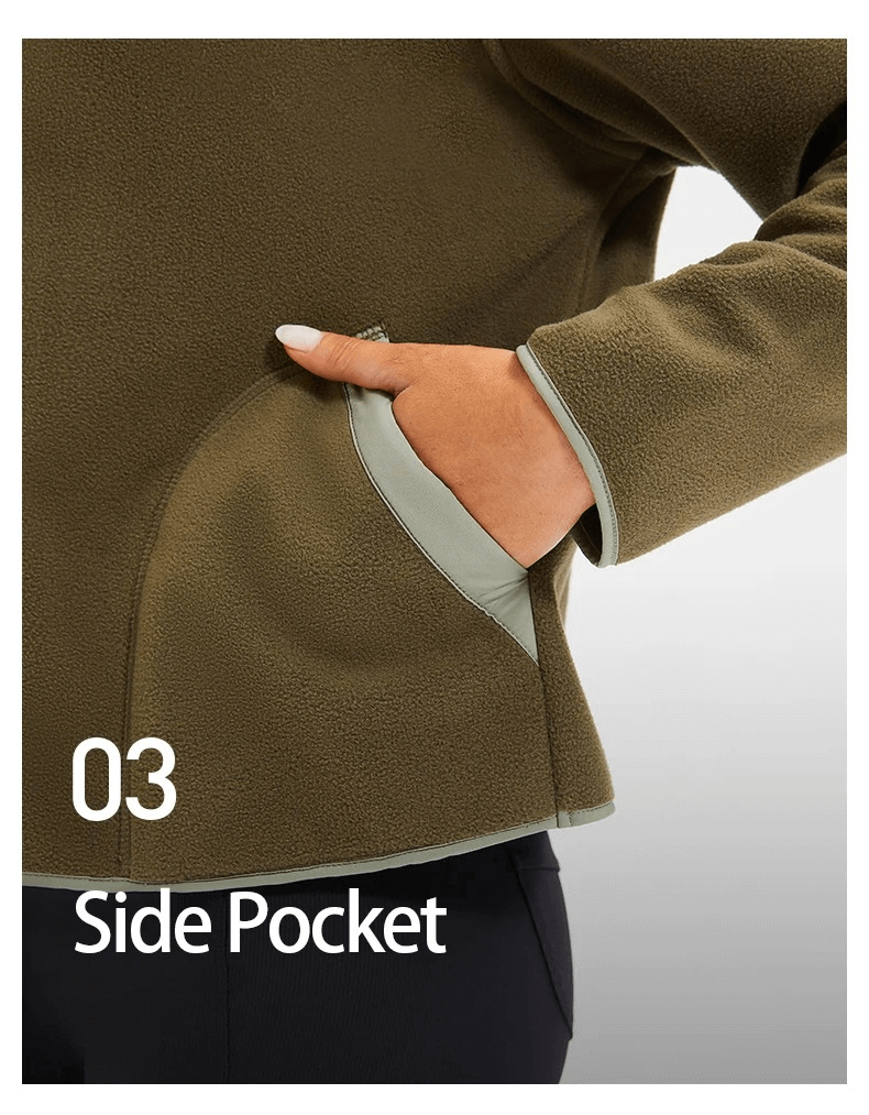 Close-up of side pocket on olive wool sports jacket, showing sleek design and functionality.