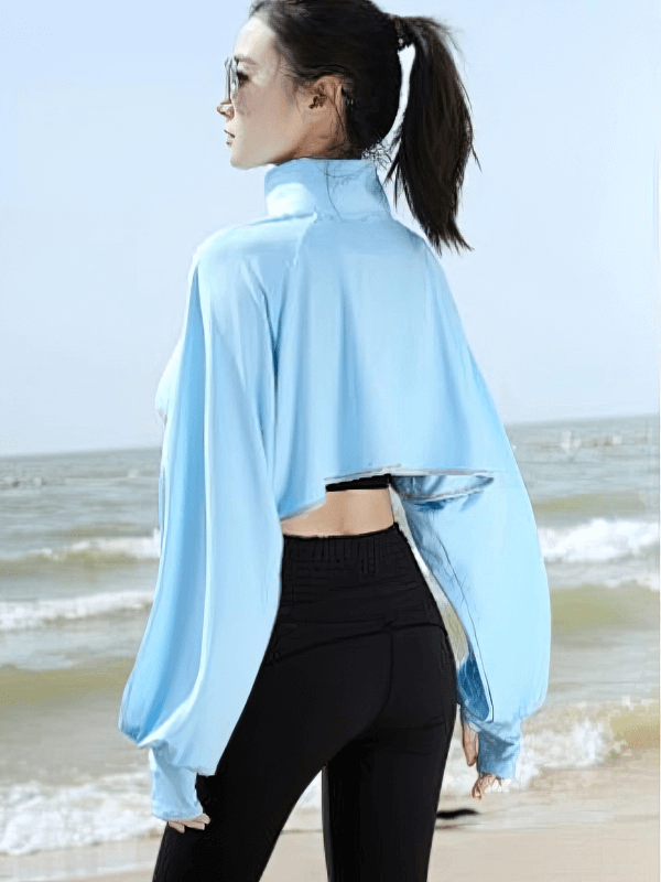 Veste courte asymétrique pour femme avec protection solaire à manches larges - SPF1436 