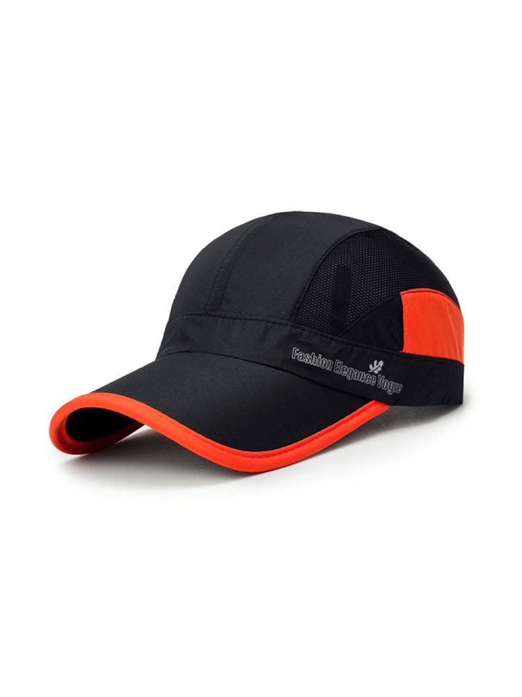 Sun Protection Breathable Adjustable Unisex Baseball Cap SF1381 with UPF 50+ in black and orange design.