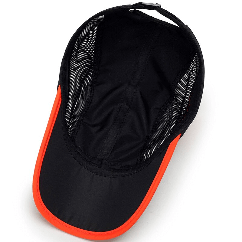 Sun Protection Breathable Unisex Baseball Cap with adjustable strap and orange rim, providing up to 50+ UPF protection.