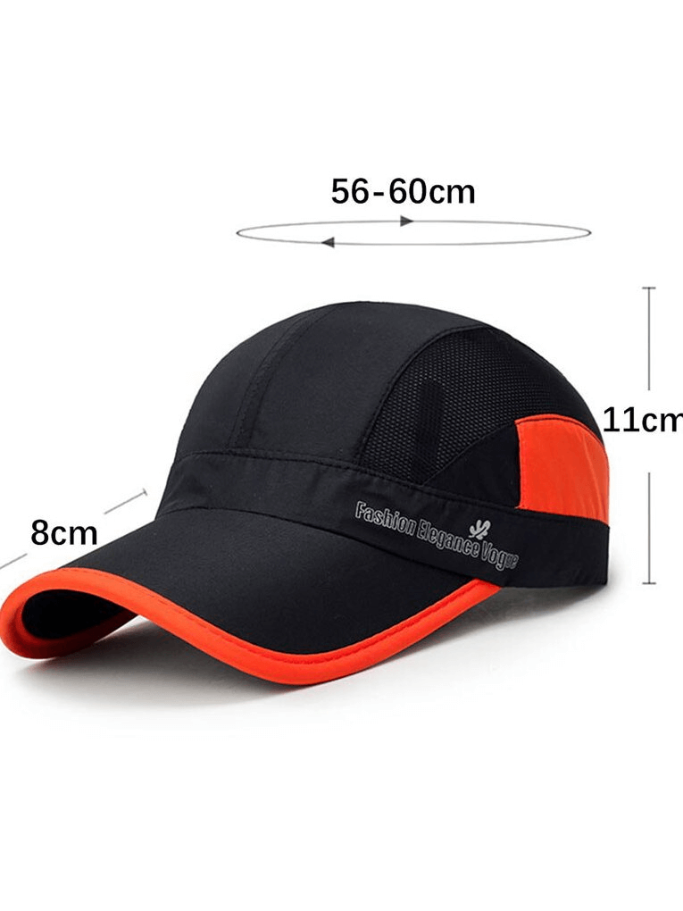 Sun Protection Breathable Adjustable Baseball Cap - Black with Red Trim, UPF 50+, Unisex, Casual Style, One Size