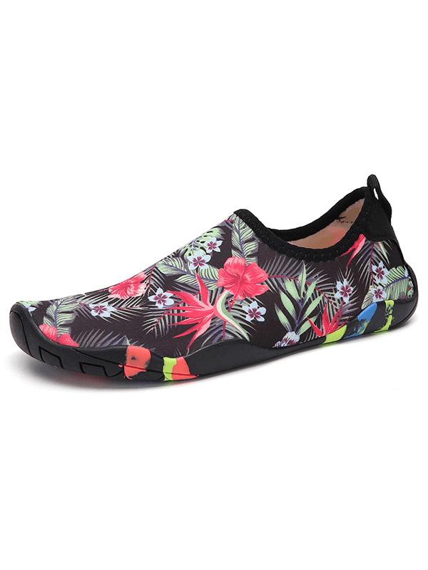 Colorful floral printed quick-dry unisex beach shoe with non-slip rubber sole and stretch fabric upper for safe swimming - SF1470.