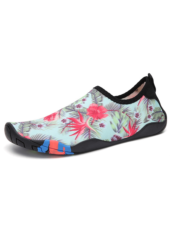 Tropical printed non-slip beach shoe with quick-dry design, unisex; perfect for safe and stylish seaside adventures.