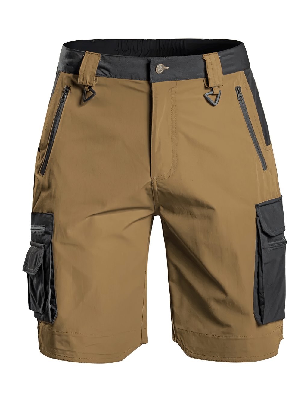 Tactical Cargo Utility Shorts with Zip Pockets - SF4549 in khaki color with multi-pocket design.
