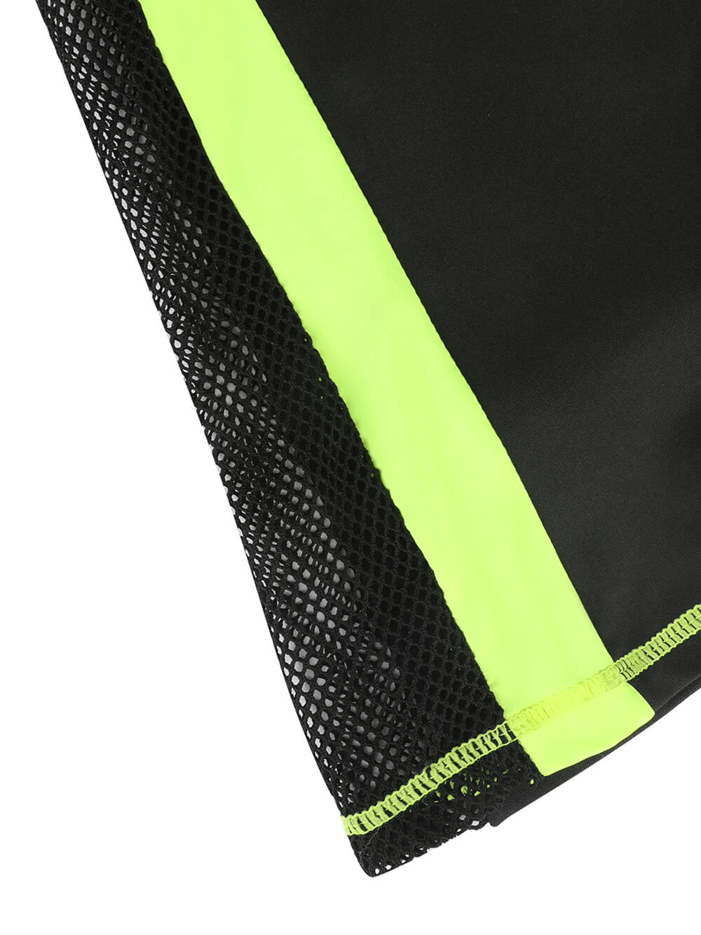 Tennis Skort with Mesh Pocket and Contrast Trim - SF4389 close-up of black mesh pocket and neon contrast trim seam