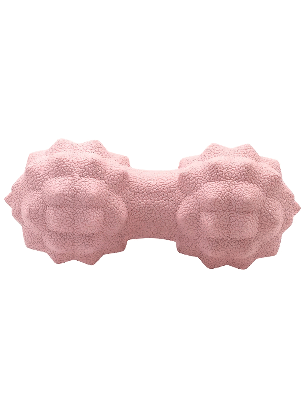 Textured deep tissue muscle massage roller in pink, designed for myofascial release and trigger point therapy. Compact and portable.